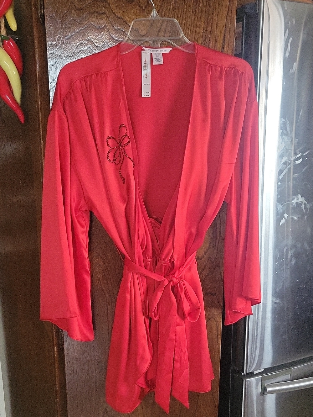 Victoria's Secret Red Satin Robe with Matching Romper